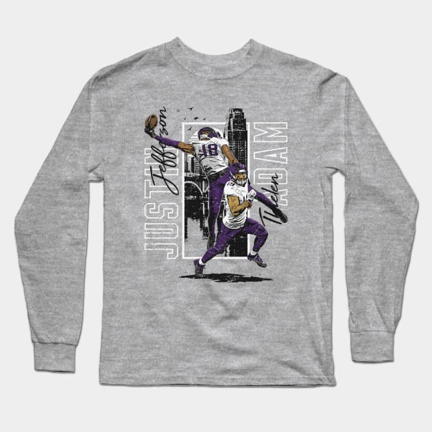 Justin Jefferson & Adam Thielen Minnesota Skyline Duo Long Sleeve T-Shirt by danlintonpro